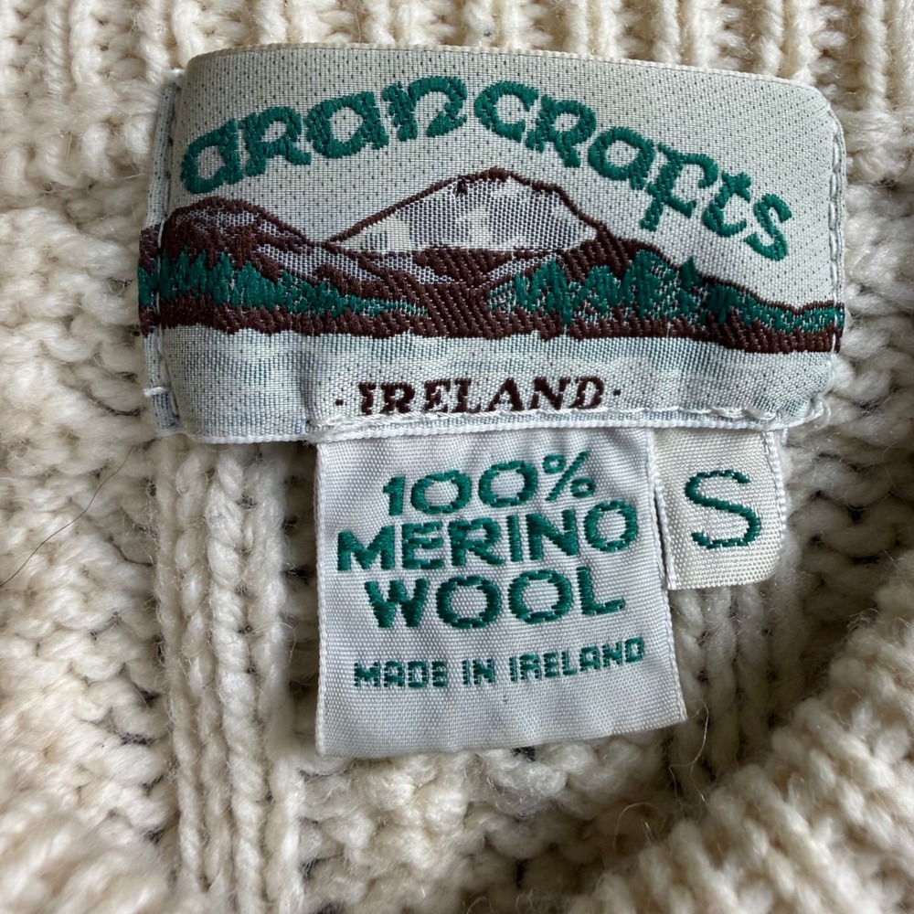 Aran Crafts Merino Wool Irish Fisherman Sweater Cardigan Women Small Cable Knit - Picture 4 of 9